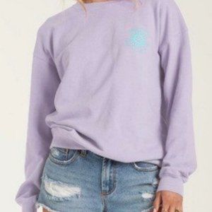 Billabong Summer of Love Wave-Washed Purple & Teal Pullover Sweatshirt Size L